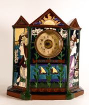 Wileman & Co Intarsio large clock 3160. Panels of young women to sides & sailing ships beneath clock
