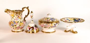 A collection of floral gilt decorated Hammersley China including jug, comport, bell & lidded pot,