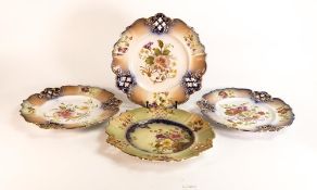 Four Carlton ware Ivory Blushware reticulated plates in the Cornucopia, Rose & Curlicue, and