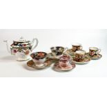 Wileman Foley & Shelley trio tea pot, 2 cups & saucers, 3 coffee cups & saucers. Patterns 8524,