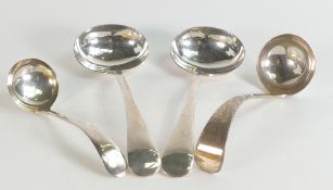 4 x silver ladles - a larger pair and 2 x smaller singles - all with clear crisp hallmarks and