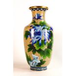 20th century Chinese Cloisonne Enamel Baluster vase decorated with Chrysanthemum on cream cloud