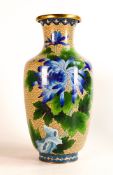 20th century Chinese Cloisonne Enamel Baluster vase decorated with Chrysanthemum on cream cloud