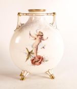 Minton Moon Flask, painted & signed Antonin Boullemier, decorated with images of Putti, height 23.
