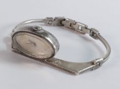 Unusual European designer .800 silver ladies watch in the form of a letter 'P', with integral silver