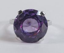 Large tanzanite single stone ring set in 9ct white gold, ring size T, stone size 15.5mm.