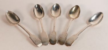 A collection of antique hallmarked silver spoons, 440.7g.