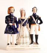 Mid-Victorian Staffordshire military figure of 'Turkey, England, France' made to commemorate the