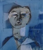 MACGOWAN, Robert (1947-2012), untitled abstract portrait, mixed media, signed upper right Robert
