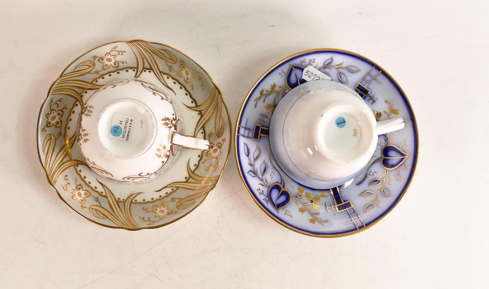 Two 19th century English porcelain tea cup and saucers. One in Flow blue and gilt pattern number 656 - Image 3 of 4