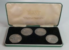 A set of four Silver commemorative medals by Overton Farrell & Sons, London, Each Silver medal