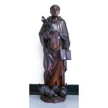 An Impressive 19th century carved figure of St Dominic on octagonal base. Vacant hole for fitted