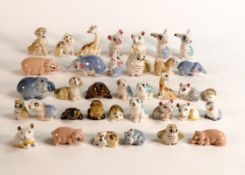 A collection of Wade Happy Family series Whimsies including mouse (one with yellow tail, one with