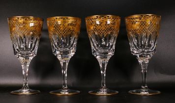Four De Lamerie Fine Bone China heavily gilded Wine glasses, specially made high end quality