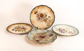 Four Carlton ware Ivory Blushware relief moulded plates in the Poppy, Petunia, Hibiscus and Ragged