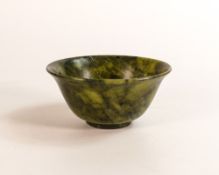 A Chinese Spinach green Jade bowl. Diameter: 10cm