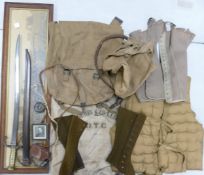 A collection of WWI & WWII items to include Verners Pat VIII compass stamped Suiss stamp E Koehn,