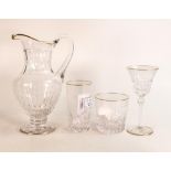 De Lamerie Fine Bone China gilded water jug, tumbler, wine glass & Whisky glass approved samples for