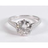Large 2.3 carat natural diamond solitaire ring, 2.28ct stone SI, colour L/M. Ring size O, weight 4.