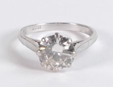 Large 2.3 carat natural diamond solitaire ring, 2.28ct stone SI, colour L/M. Ring size O, weight 4.