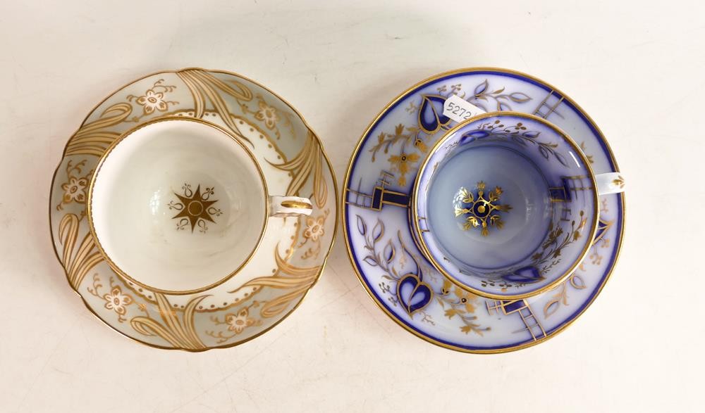 Two 19th century English porcelain tea cup and saucers. One in Flow blue and gilt pattern number 656 - Image 4 of 4