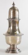 Large silver sugar caster / dredger, clearly hallmarked Sheffield 1936, 21cm high, weight 277g. Good