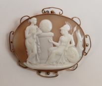 Very large 9ct rose gold mounted carved cameo of a classical Roman subject. Cameo measures 59mm