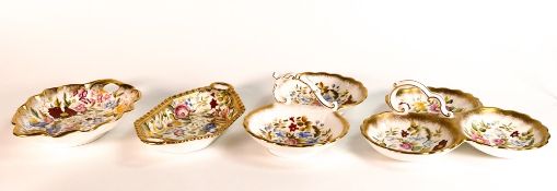 A collection of floral gilt decorated Hammersley China including entrée dishes, shallow handled bowl
