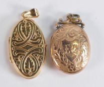 High carat gold locket bearing Middle / Far Eastern markings, gross weight 9.34g and testing as high