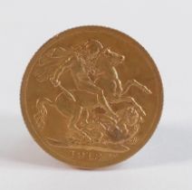 FULL gold Sovereign coin, George V 1912.