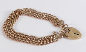 9ct rose gold double Albert chain, doubled up to make a bracelet, 36.4g.
