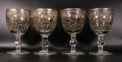 Four De Lamerie Fine Bone China heavily gilded wine glasses specially commissioned for HRH Prince