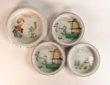 A collection of Shelley Mabel Lucie Attwell Oatmeal bowls & similar baby's plate, diameter of