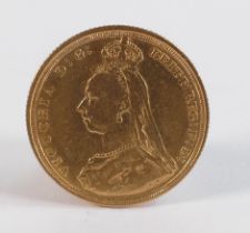 FULL gold Sovereign coin, Victoria 1887.