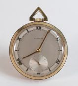 9ct gold Garrard keyless pocket watch, presentation inscribed to the reverse BOC 1949-1970, gross