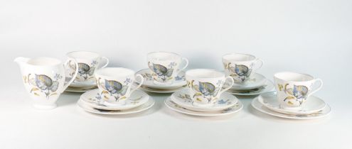 Shelley part tea set, Windsor shape, 2483 to include 6 cups & saucers, side plates, milk jug (19