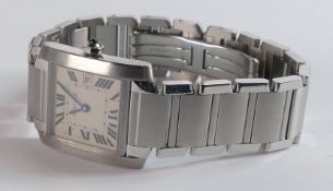 CARTIER TANK FRANCAISE STAINLESS STEEL WATCH. Case approx. 38mm by 25mm wide excl. button. Back