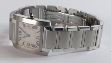 CARTIER TANK FRANCAISE STAINLESS STEEL WATCH. Case approx. 38mm by 25mm wide excl. button. Back