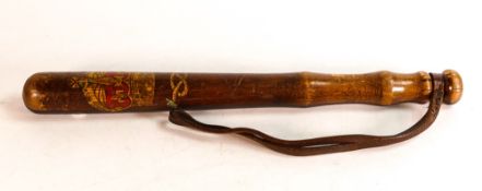 Victorian Staffordshire Constabulary truncheon with leather strap. Length: 39cm Damage to the end of