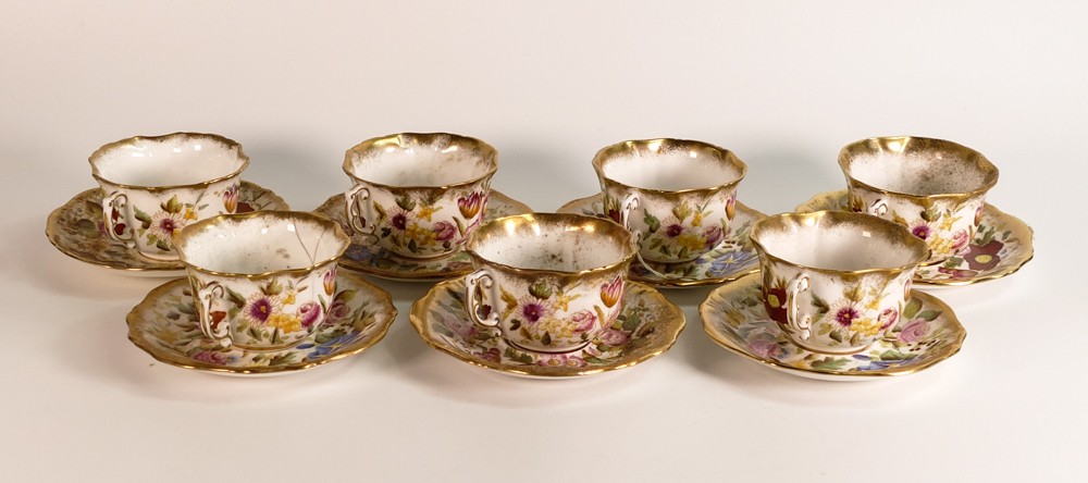 A collection of floral gilt decorated Hammersley China to include seven tea cups and saucers, one - Image 3 of 5