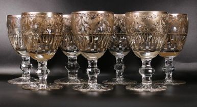 Seven De Lamerie Fine Bone China heavily gilded wine glasses specially commissioned for HRH Prince