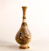 Royal Worcester hand painted bud vase. Painted with Pheasants by James Stinton. Height: 16cm