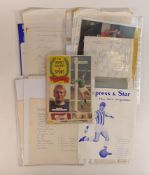 A collection of printed team Autograph sheets including - Sheffield Wednesday, Everton, Orient,