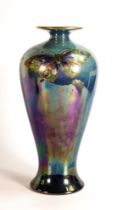 Shelley Walter Slater blue lustre vase decorated with butterflies. Height 25cm, signed to base