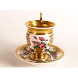 c.1820 Paris porcelain Empire tea cup and saucer. Heavily gilded with floral spray swags, Empire