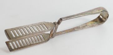 Silver asparagus tongs, clearly hallmarked London 1905, maker William Hutton & Sons, length 23cm,