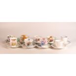 Nine Shelley coffee cups and saucers to include patterns - Ludlow 2367, 097, plain white, Dainty