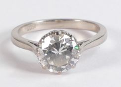 Large 2 carat natural diamond solitaire ring, 1.97ct stone I1, colour L/M. Ring size N/O, weight 4.