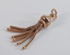 9ct rose gold hallmarked tassel pendant / fob. Weight 3.6g.