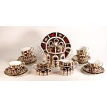 Royal Crown Derby Imari 1128 design tea set, comprising tea pot, covered sugar, milk jug, cake